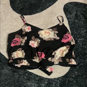 Floral Black Camisole Top
